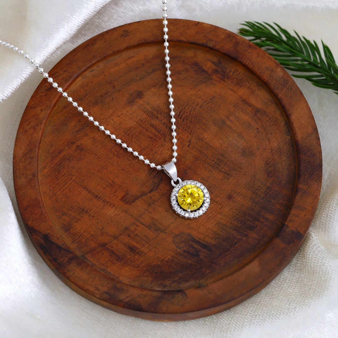Lumen Round Pendant (Rhodium Plated)
