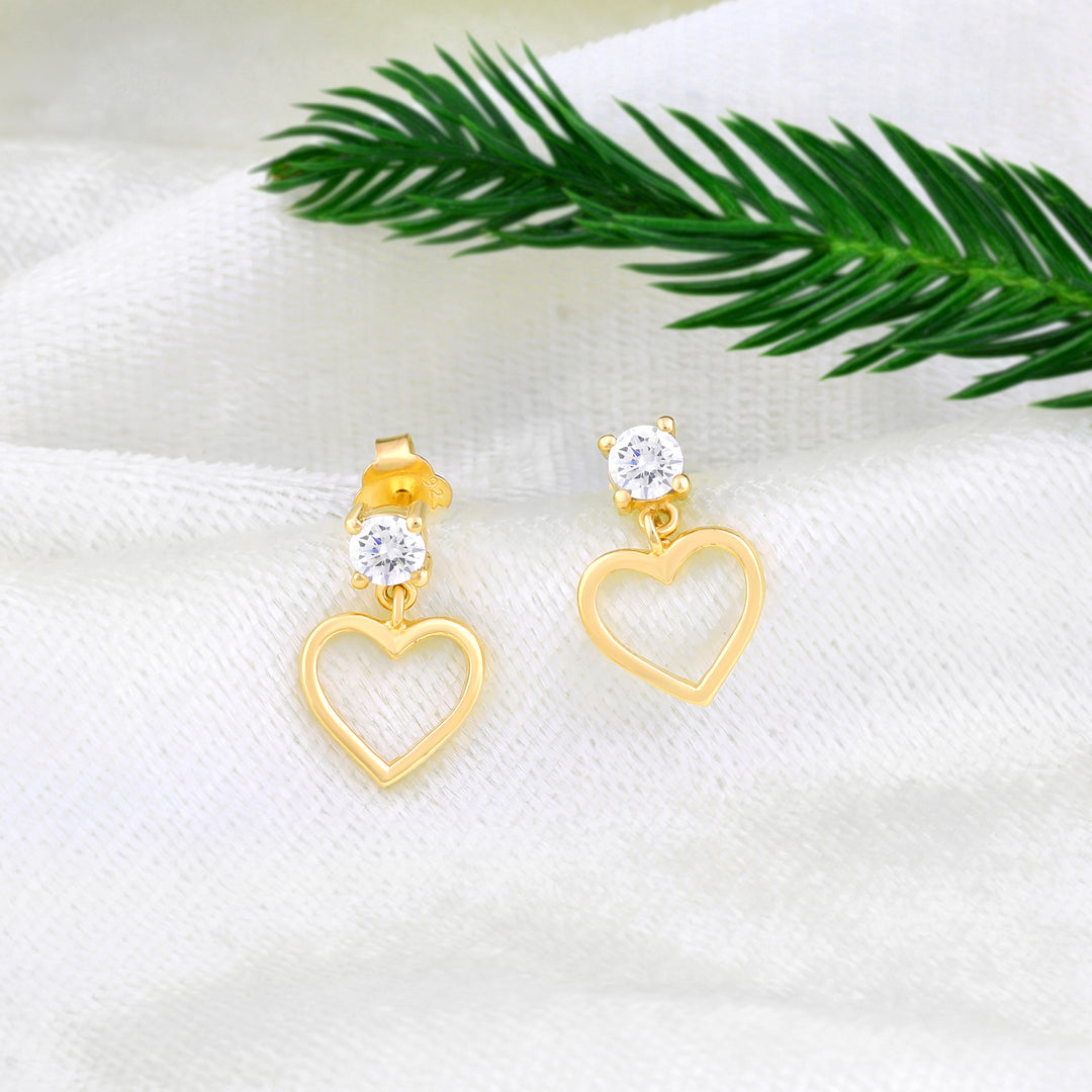 Heart Zircon Studs (Gold Plated)
