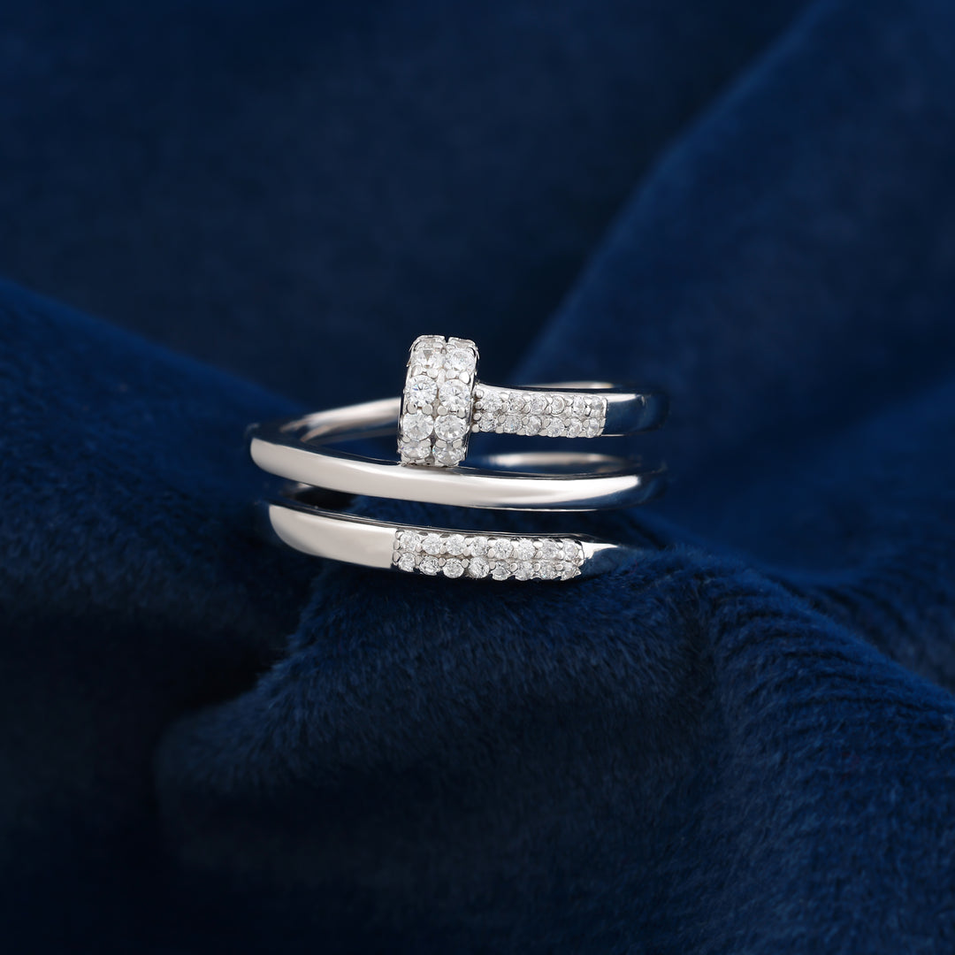 Nail statement Ring (Rhodium Plated)