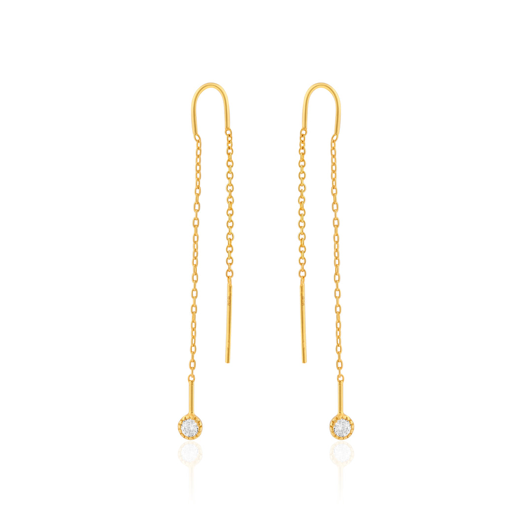 Zircon Drop Threader Earrings (Gold Plated)