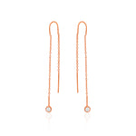 Load image into Gallery viewer, Zircon Drop Threader Earrings (Rose Gold Plated)