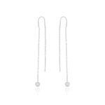 Load image into Gallery viewer, Zircon Drop Threader Earrings (Rhodium Plated)