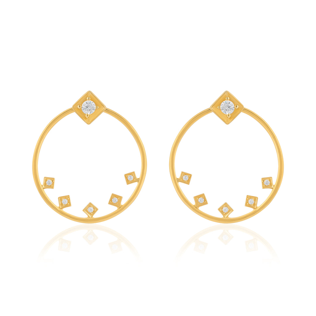 Halo Zircon Studs (Gold Plated)