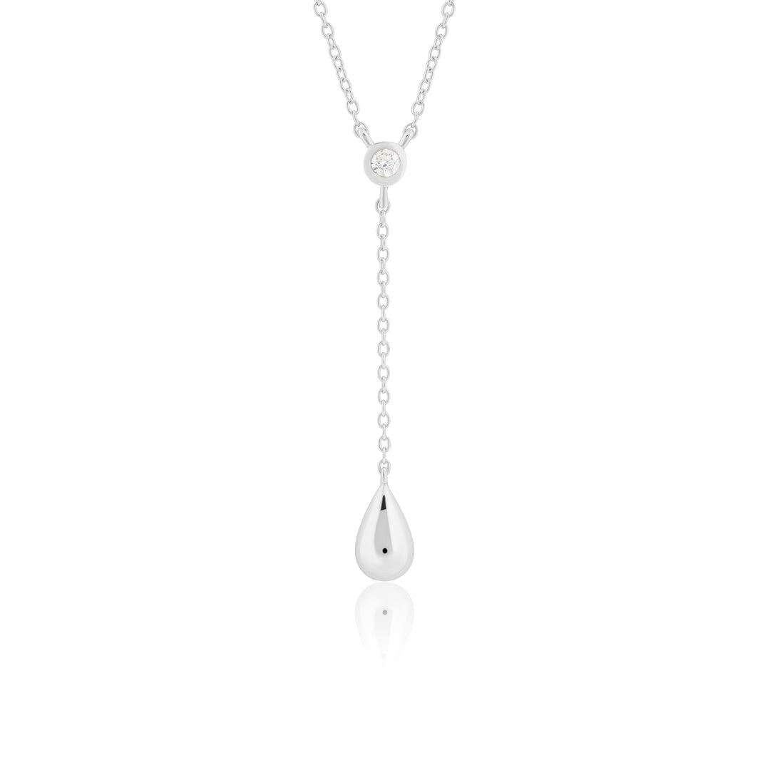 Teardrop Necklace (Rhodium Plated)