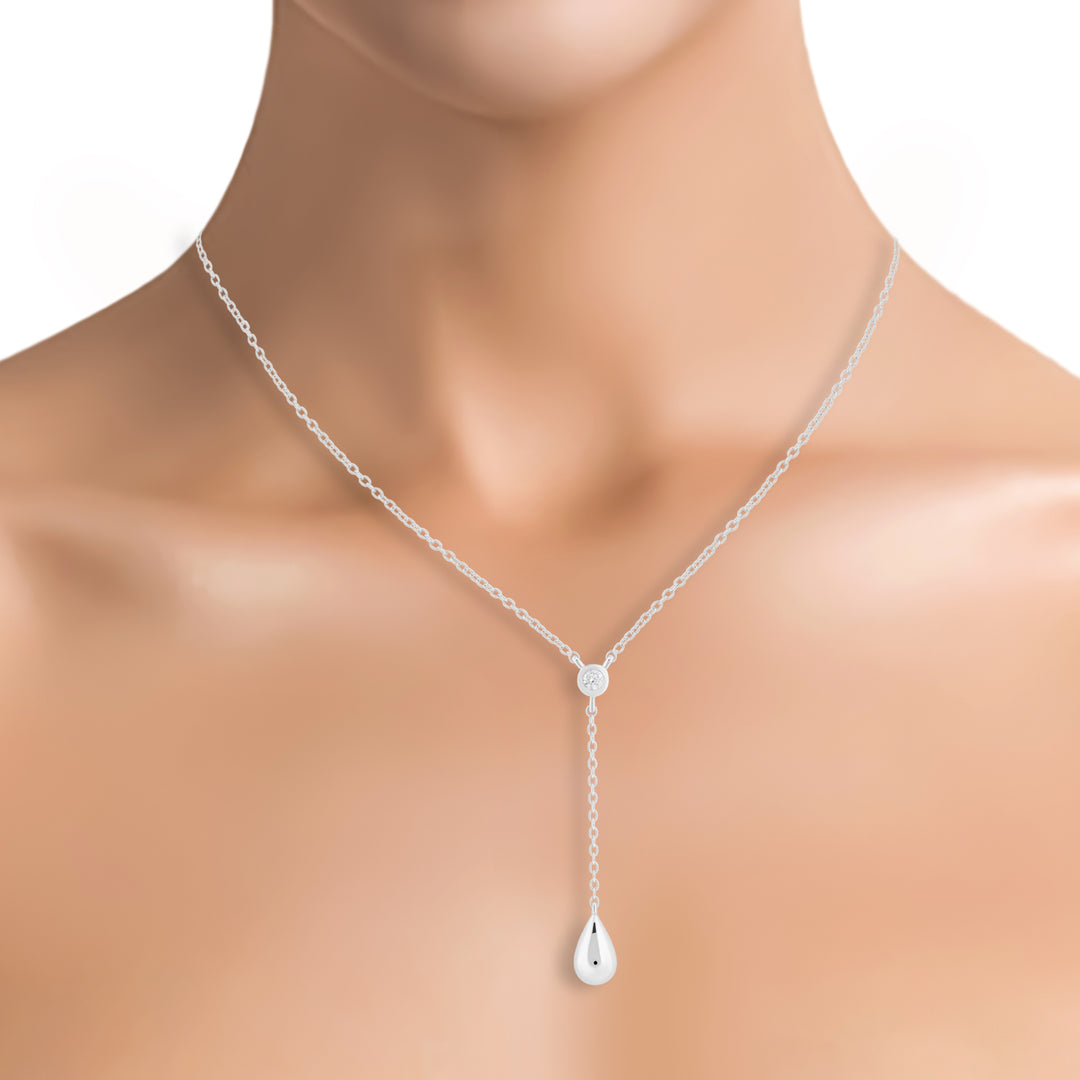 Teardrop Necklace (Rhodium Plated)