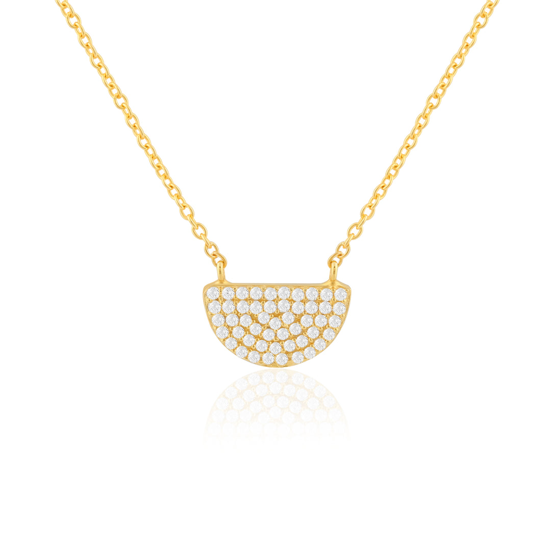 Crescent Zircon Necklace (Gold Plated)