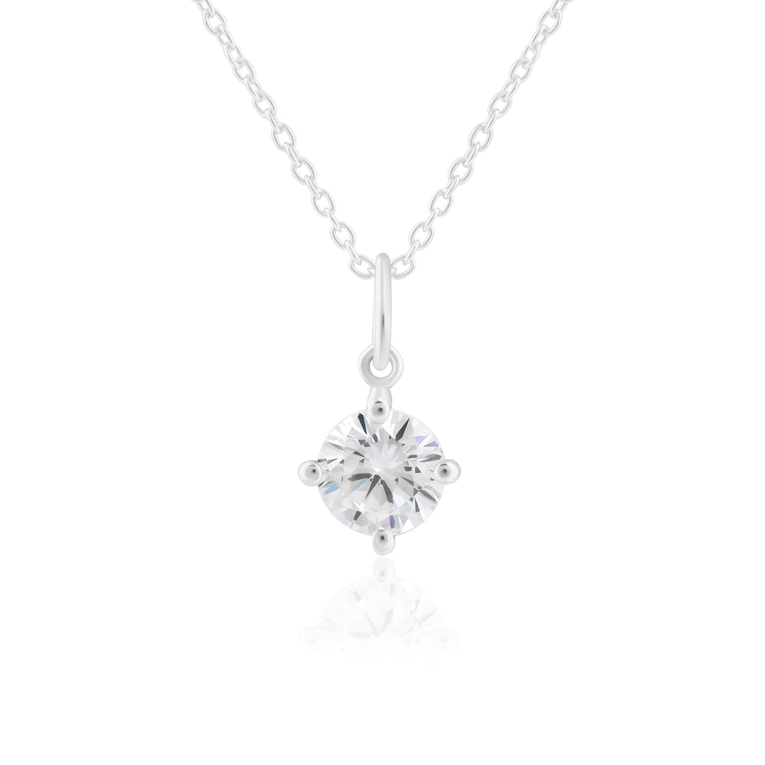Solitaire Necklace (Rhodium Plated)
