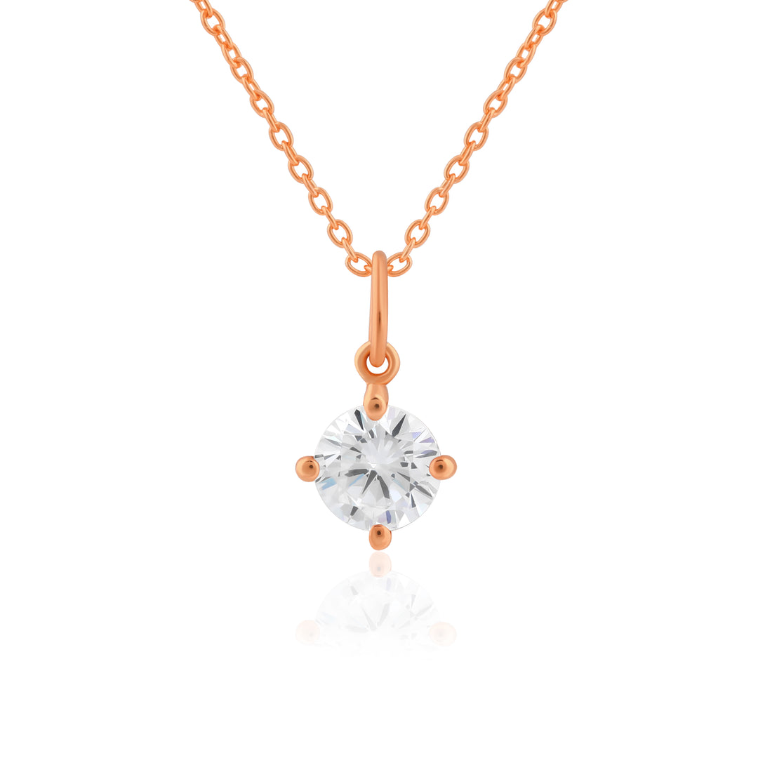Solitaire Necklace (Rose Gold Plated)
