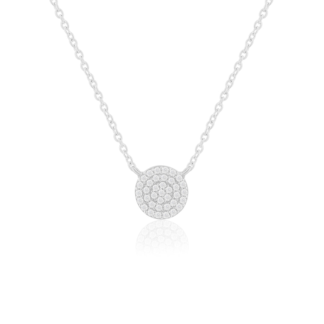 Circle Zircon Necklace (Rhodium Plated)
