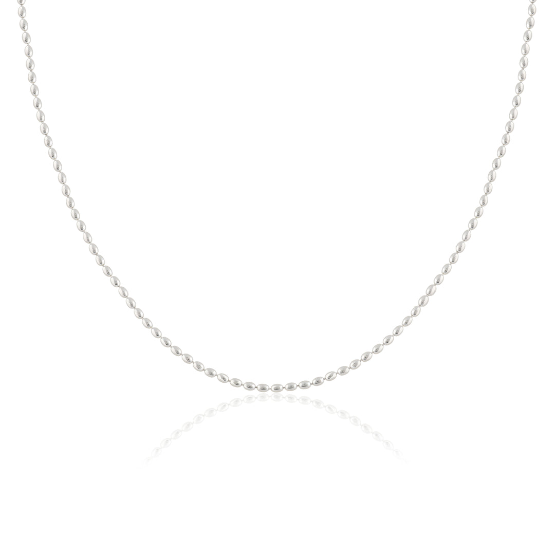 Oval Beaded Chain (Rhodium Plated)