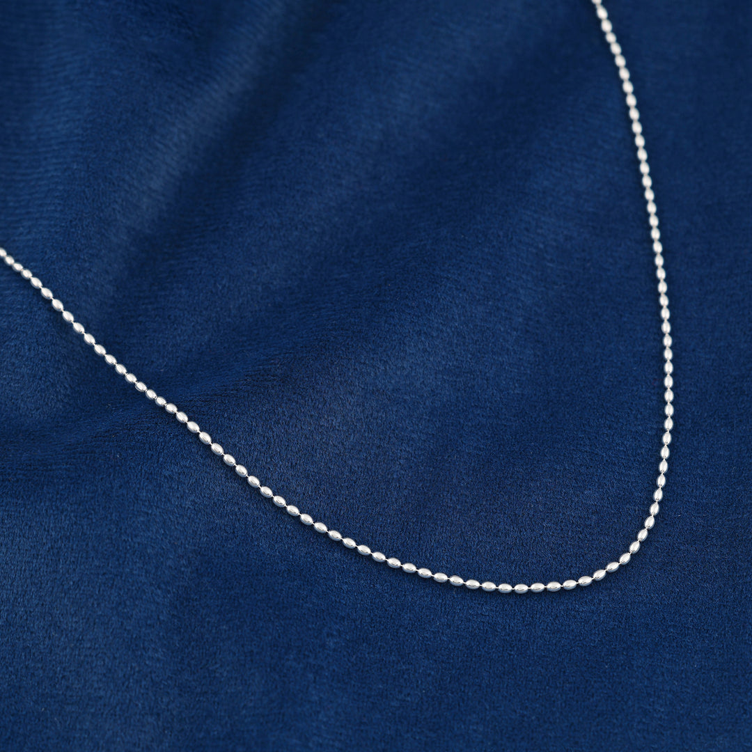 Oval Beaded Chain (Rhodium Plated)