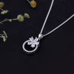 Load image into Gallery viewer, Floret Pendant with Zircon (Rhodium Plated)