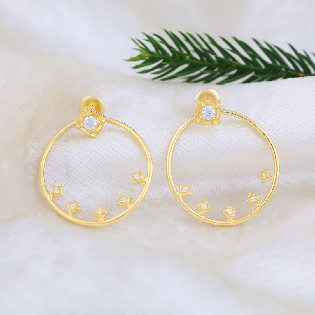 Halo Zircon Studs (Gold Plated)