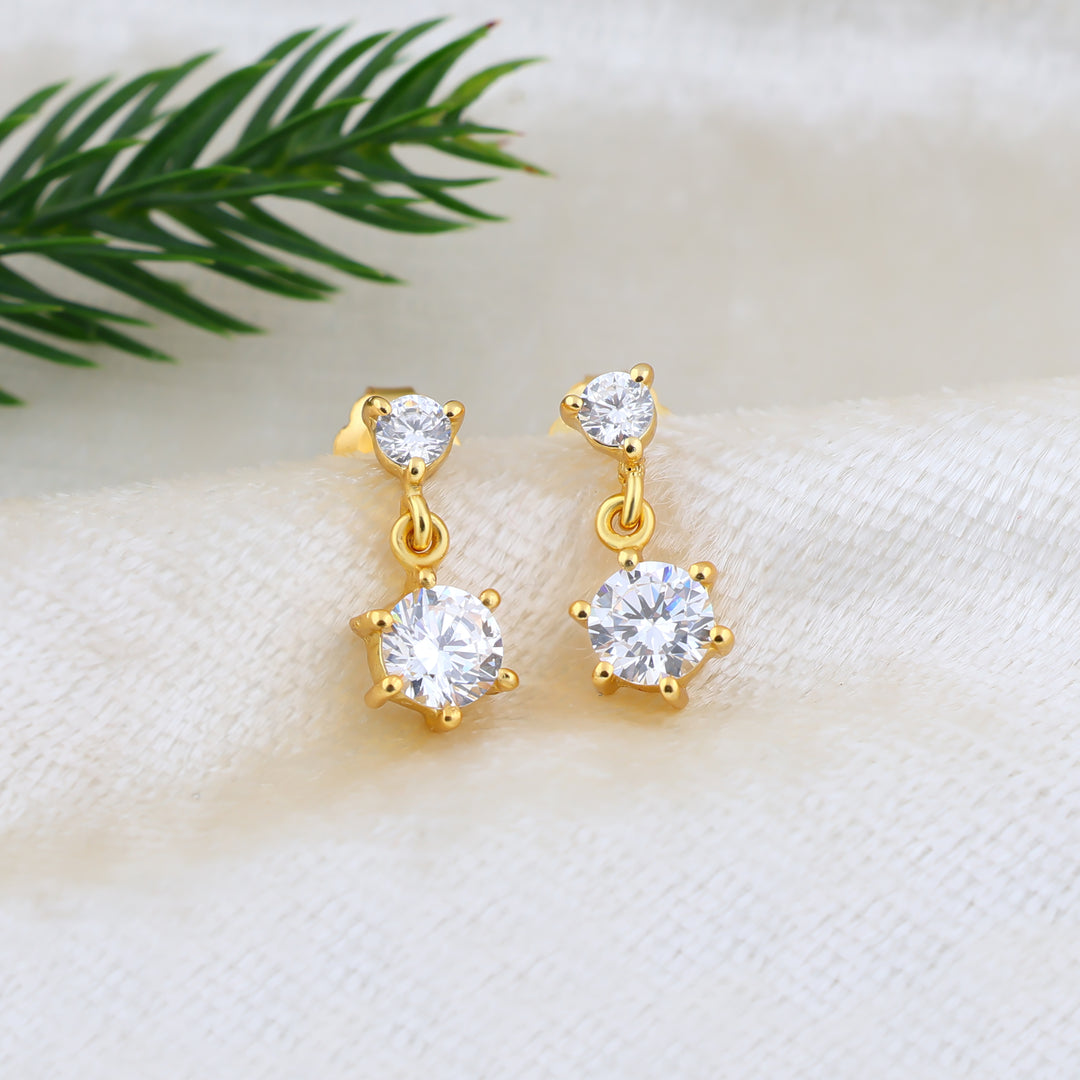 Drop Zircon Stud (Gold Plated)