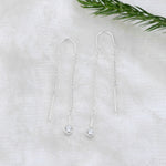 Load image into Gallery viewer, Zircon Drop Threader Earrings (Rhodium Plated)