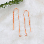 Load image into Gallery viewer, Zircon Drop Threader Earrings (Rose Gold Plated)