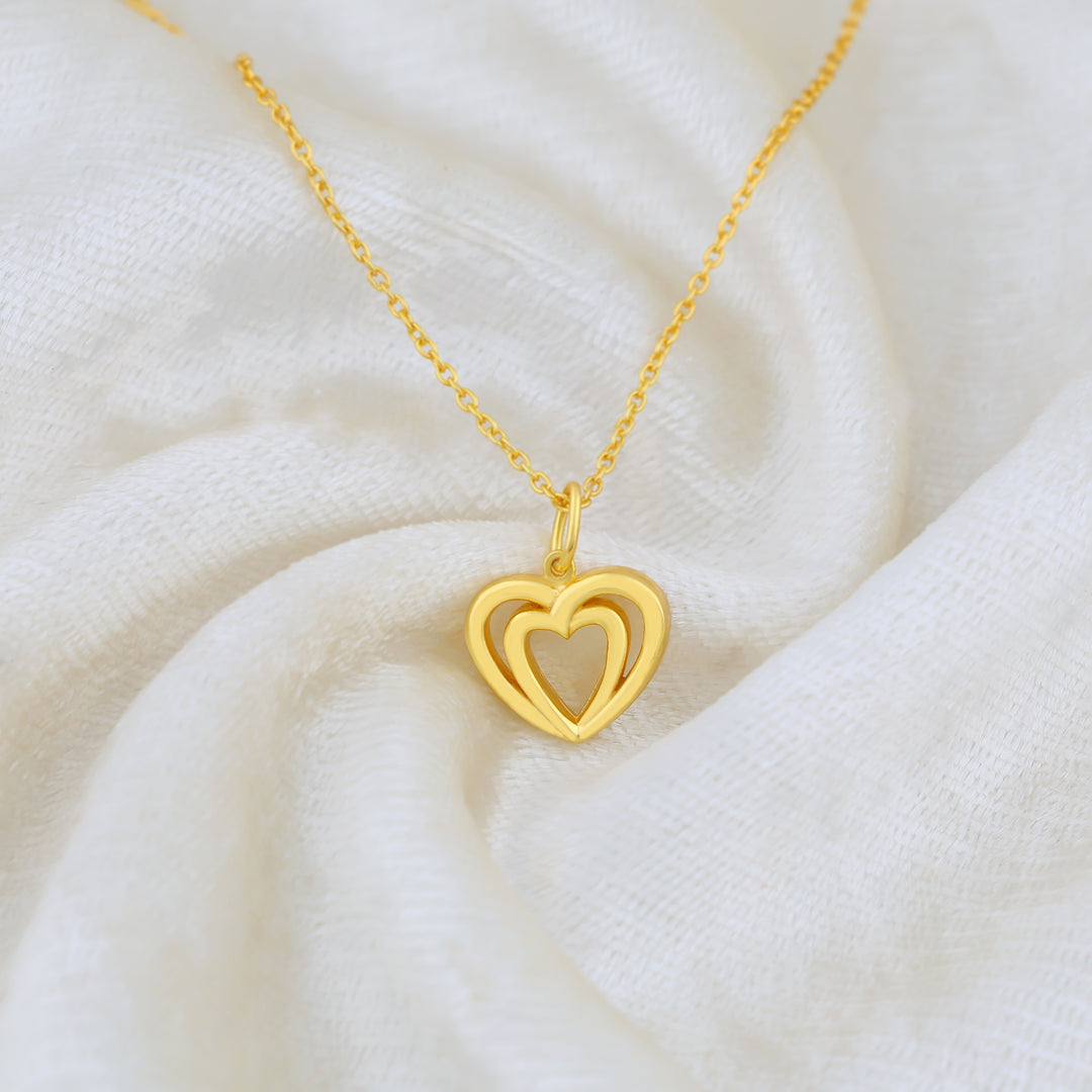 Double Heart Pendant (Gold Plated)