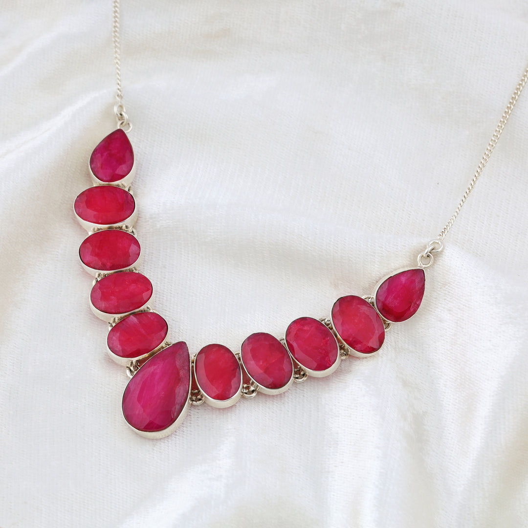 Natural Ruby Faceted Necklace