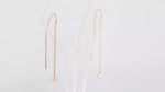 Load and play video in Gallery viewer, Zircon Drop Threader Earrings (Rose Gold Plated)
