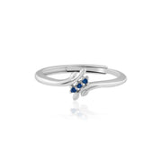 Ring with Blue Zircon (Rhodium Plated)