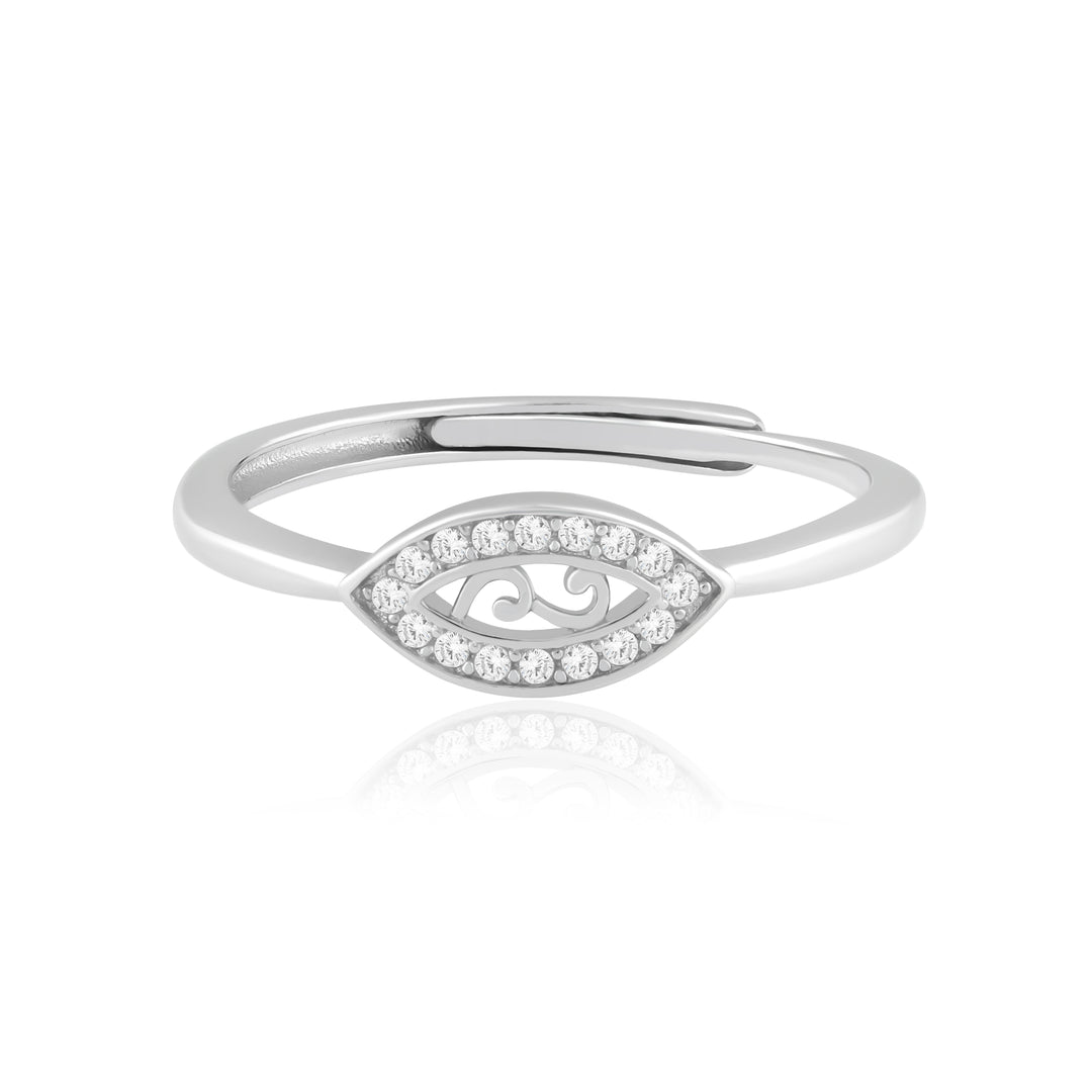 Leaf Ring with Zircon in 925 Silver