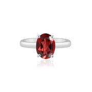 Natural Garnet Oval Faceted Ring