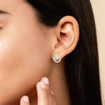 Load image into Gallery viewer, Floret Studs with Zircon in 925 Silver (Rhodium Plated)
