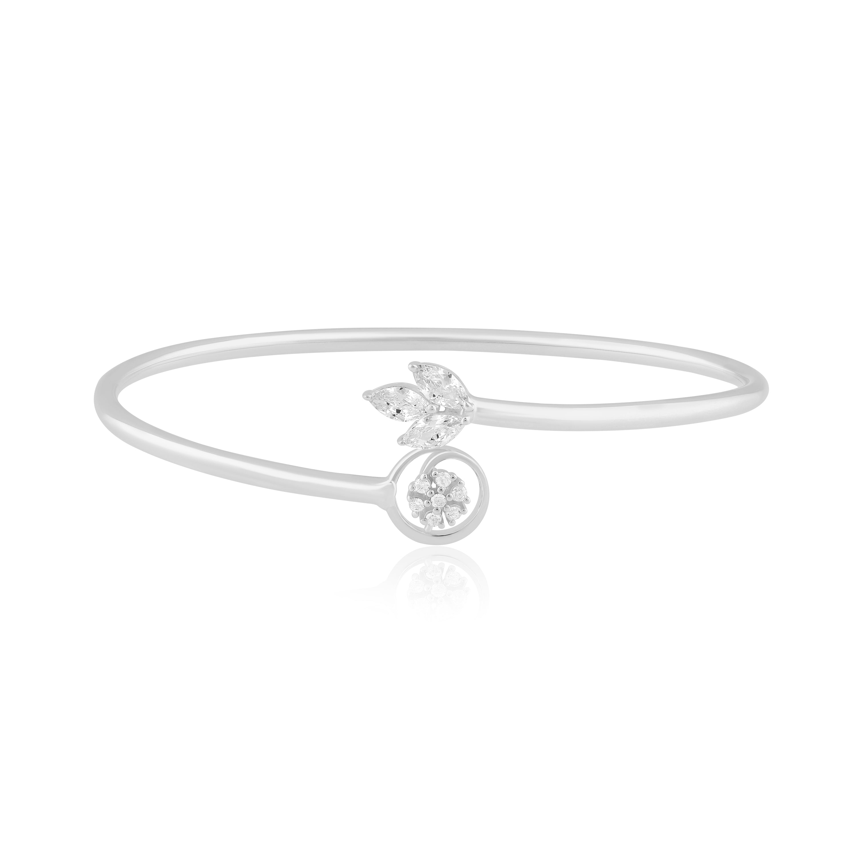 Flora Cuff Bracelet with Zircon in 925 Silver