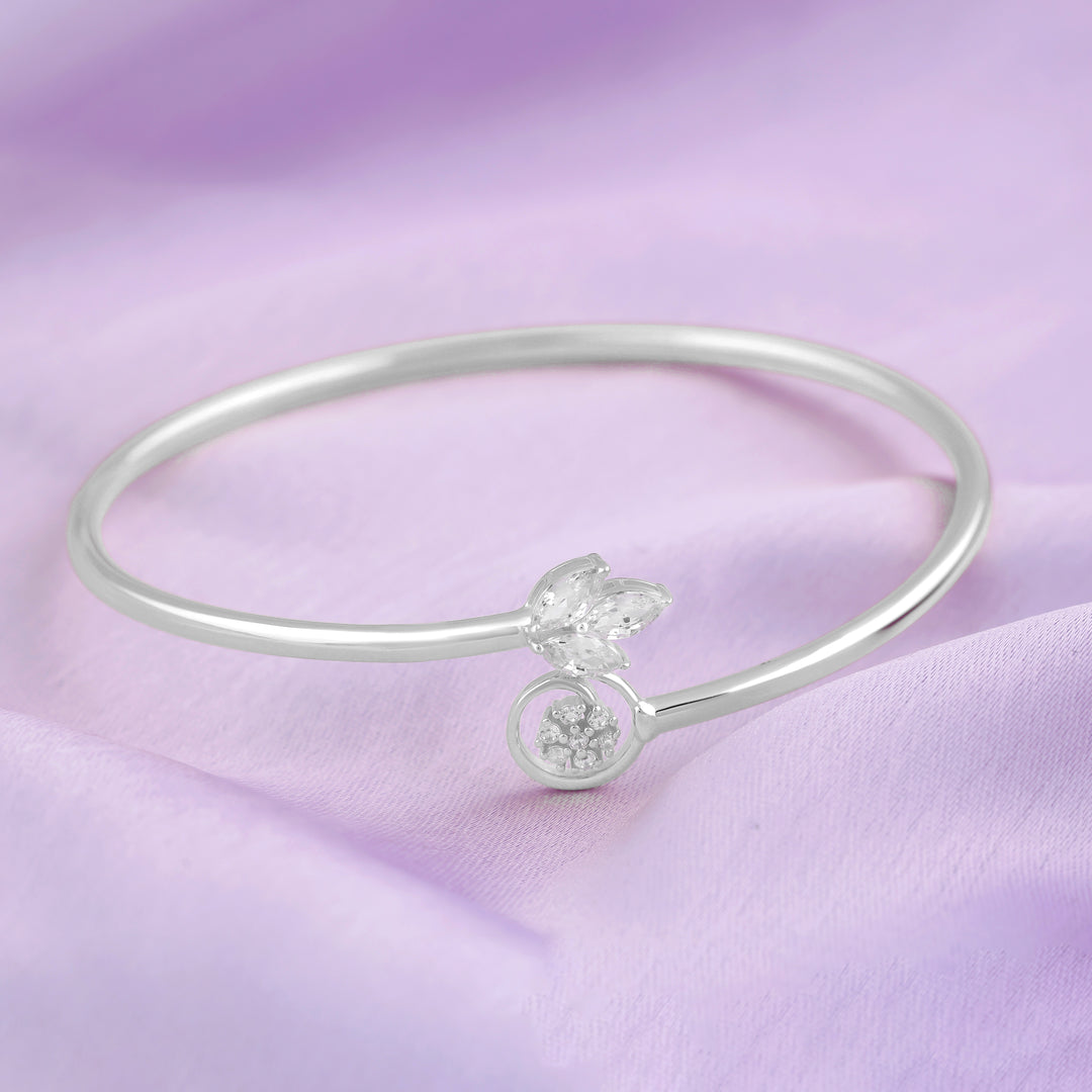 Flora Cuff Bracelet (Rhodium Plated)