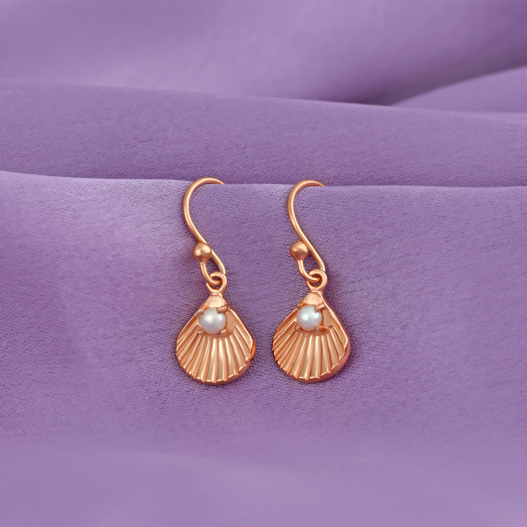 Seashell Earrings in 925 Silver (Rose Gold-Plated)