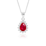 Ember Pear Pendant (Rhodium Plated)
