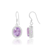 Natural Amethyst Oval Faceted Earrings
