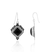 Natural Black Onyx Cab Earrings