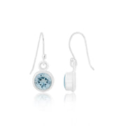 Natural Aquamarine Round Faceted Earrings