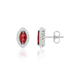 Load image into Gallery viewer, Natural Garnet Faceted Marquise Studs with Zircon in 925 Silver
