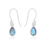 Natural Labradorite Blue Fire Cut Earrings
