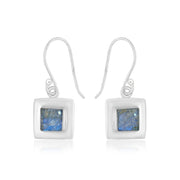 Natural Labradorite Blue Fire Cabochon Earrings