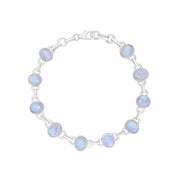 Natural Rainbow Moonstone Cabochon Bracelet