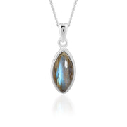 Natural Labradorite Marquise Cab Blue Fire Pendant