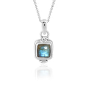 Natural Labradorite Cushion Cab Blue Fire Pendant
