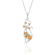 Natural Citrine Faceted Cat Pendant