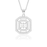 Octagon Pendant (Rhodium Plated)