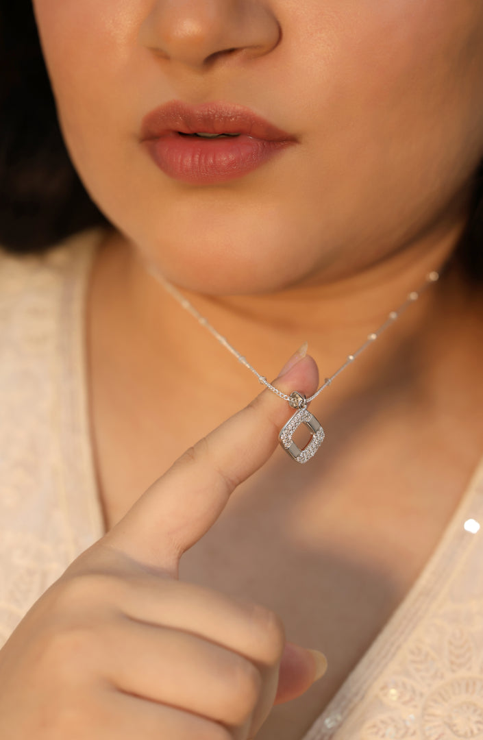Octagon Pendant (Rhodium Plated)