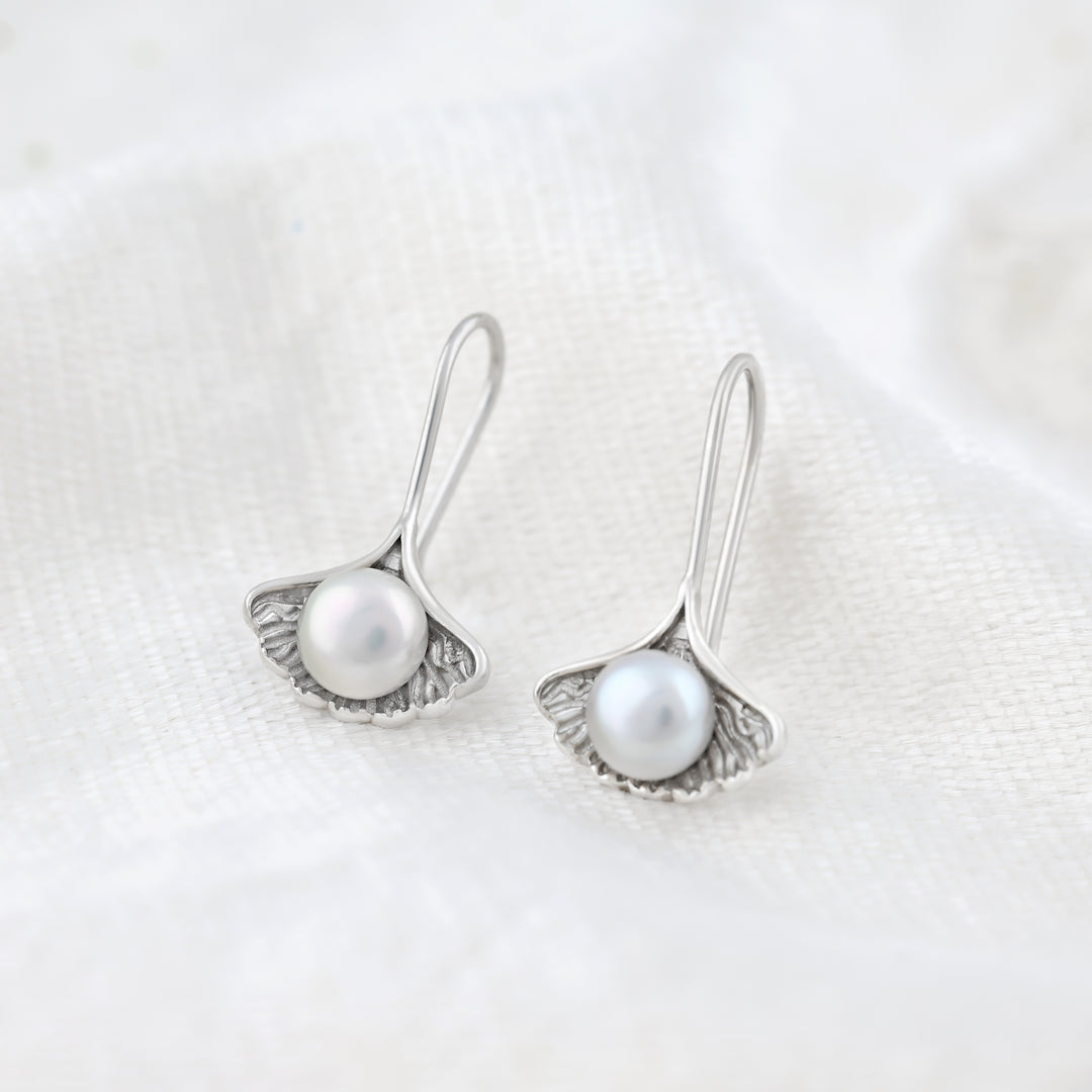 Oysterdew Pearl Earrings (Rhodium Plated)