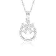 Floret Pendant with Zircon (Rhodium Plated)