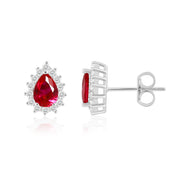 Ember Pear Studs (Rhodium Plated)