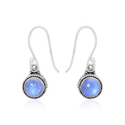 Natural Moonstone Rainbow Cab Earrings