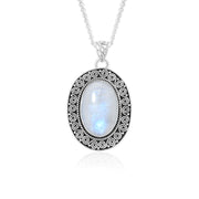 Natural Moonstone Rainbow Cabochon Pendant