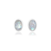 Natural Moonstone Rainbow Studs