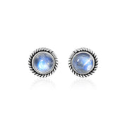 Natural Moonstone Rainbow Studs